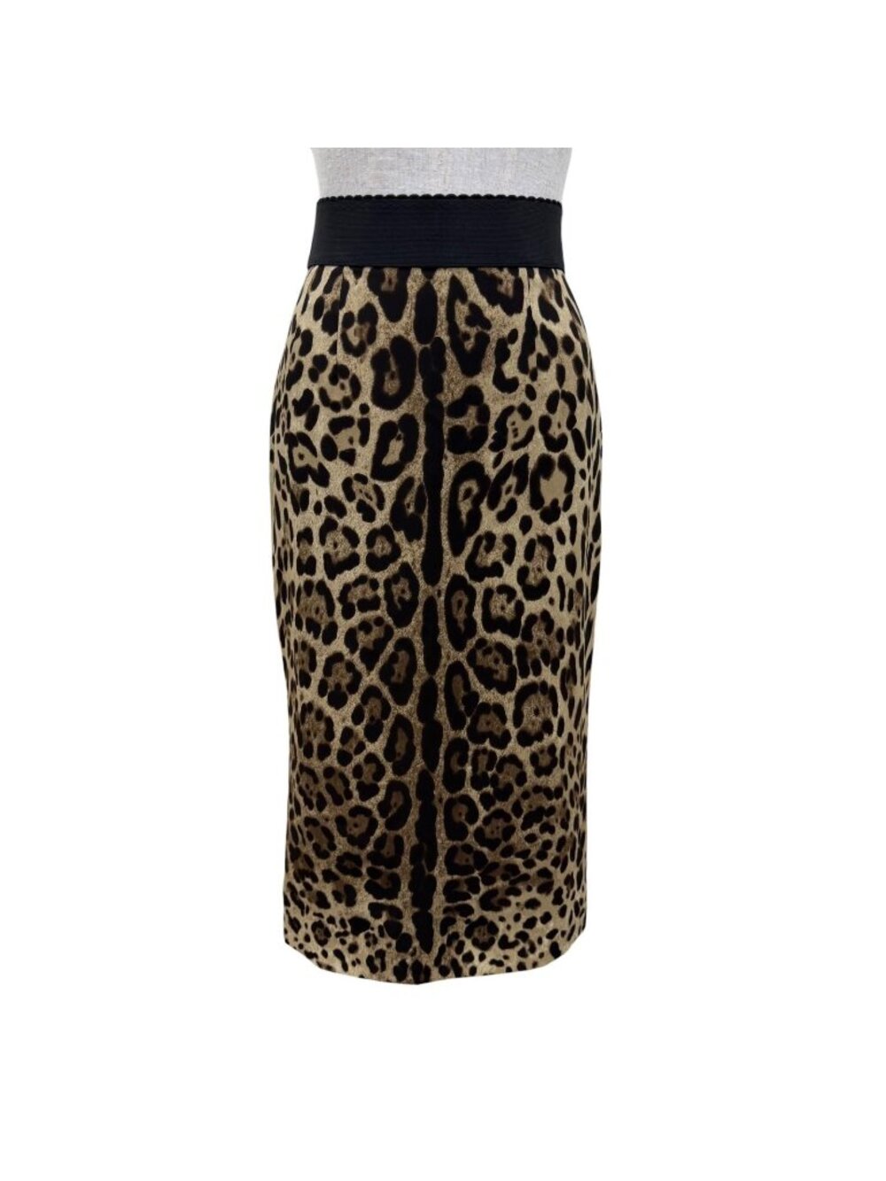 Dolce & Gabbana Silk Leopard Print Long Skirt Beige Brown 38